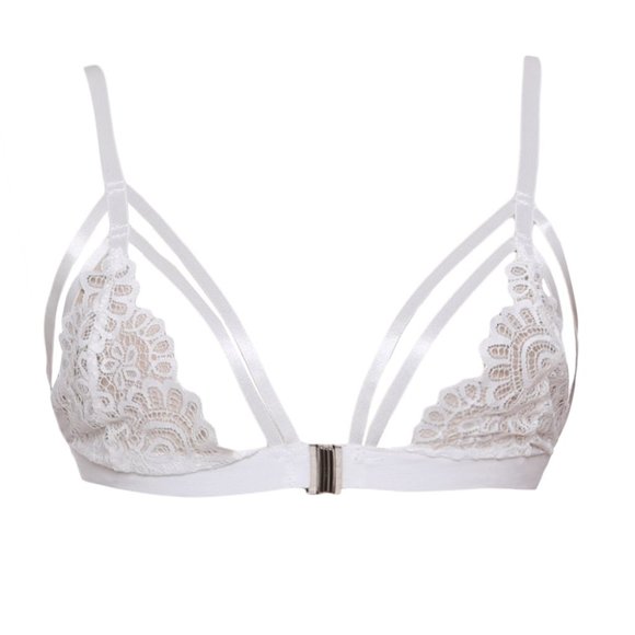 Sexy Floral Lace Cage Bralette White - Picture 10 of 15